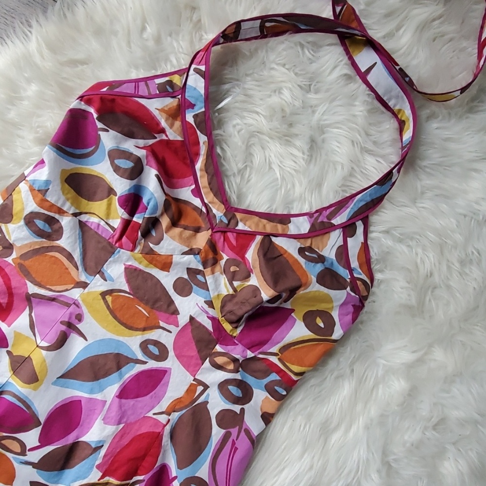 Boden size 8 halter sundress leaf pattern dress